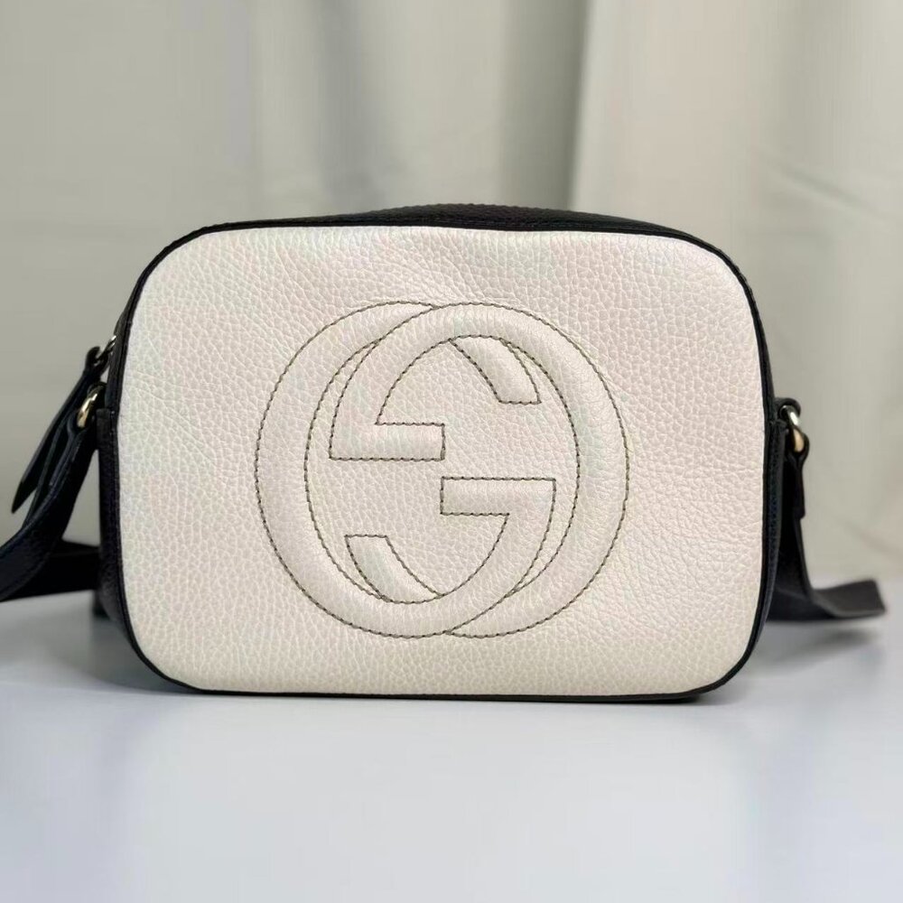 Gucci Soho Crossbody Bag White & Black Bi Color Shoulder Bag